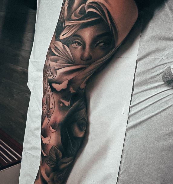 Womens Tattoo Ideas With Leg Sleeve Design