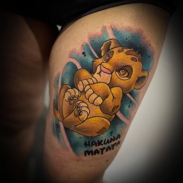 Womens Tattoo Ideas With Lion King Design