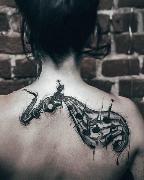 Womens Tattoo Ideas With Music Design