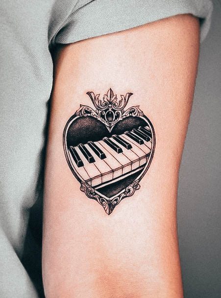 Womens Tattoo Ideas With Piano Design