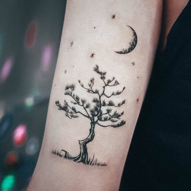 Womens Tattoo Ideas With Pine Tree Design