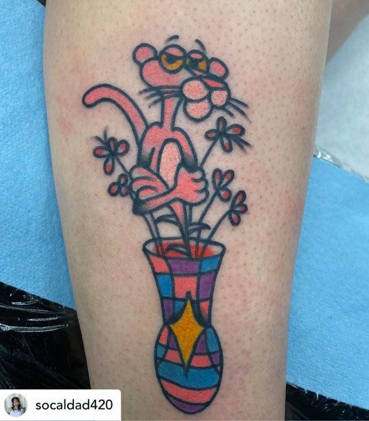 Womens Tattoo Ideas With Pink Panther Design