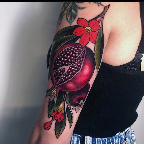 Womens Tattoo Ideas With Pomegranate Design