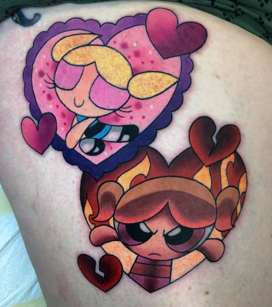 Womens Tattoo Ideas With Powerpuff Girls Bubbles Design