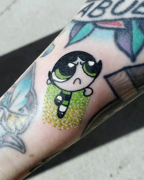 Womens Tattoo Ideas With Powerpuff Girls Buttercup Design