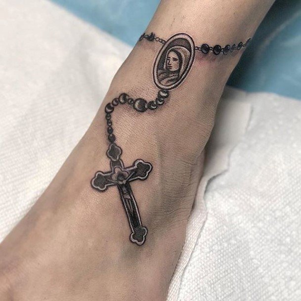 Womens Tattoo Ideas With Rosary Design
