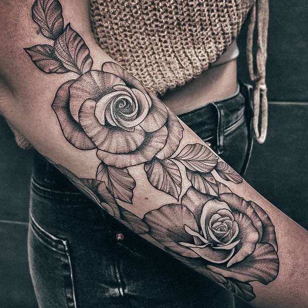 Womens Tattoo Ideas With Rose Forearm Design