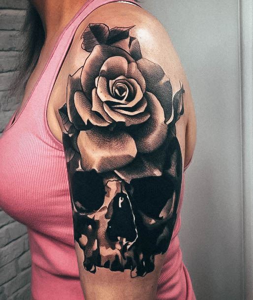 Womens Tattoo Ideas With Rose Shoulder Design