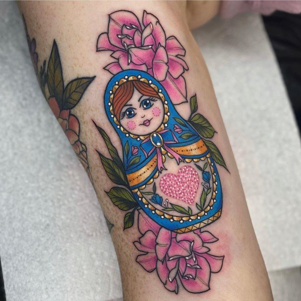 Womens Tattoo Ideas With Russian Nesting Doll Matryoshka Design