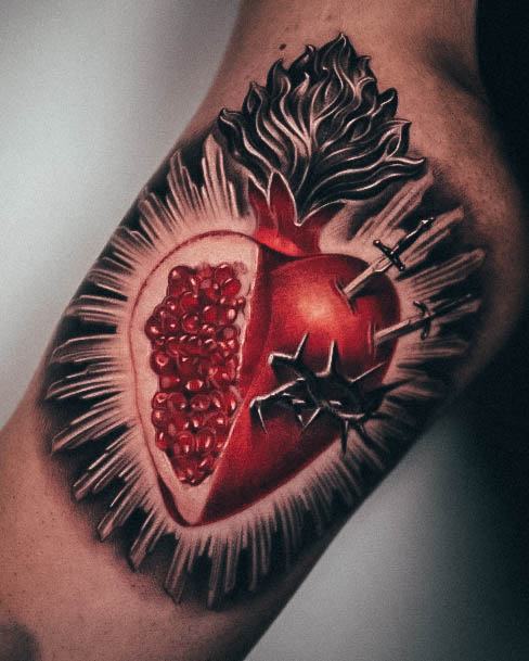 Womens Tattoo Ideas With Sacred Heart Design