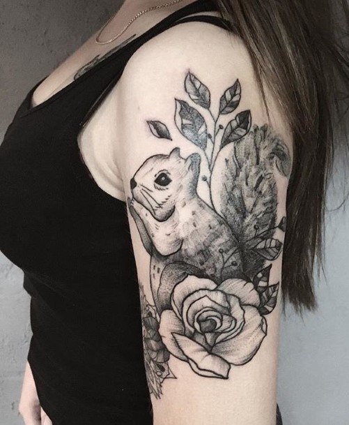 Womens Tattoo Ideas With Squirrel Design