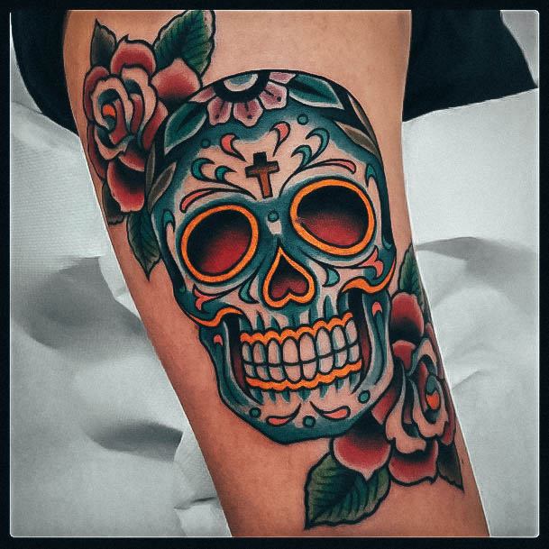 Womens Tattoo Ideas With Sugar Skull Design