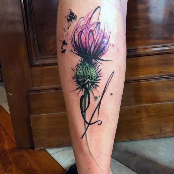 Womens Tattoo Ideas With Thistle Design