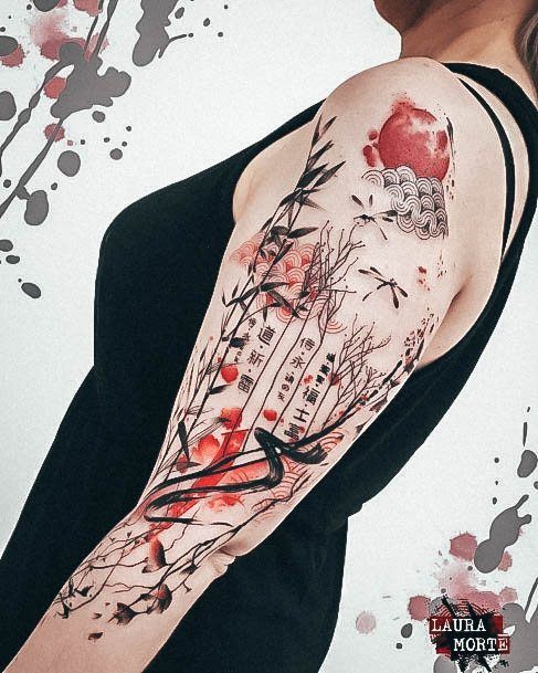 Womens Tattoo Ideas With Trash Polka Design