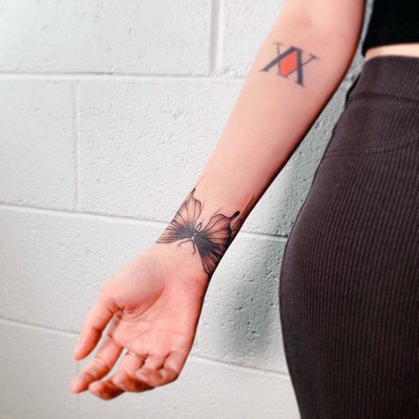 Womens Terrific Moth Tattoo On Wrist