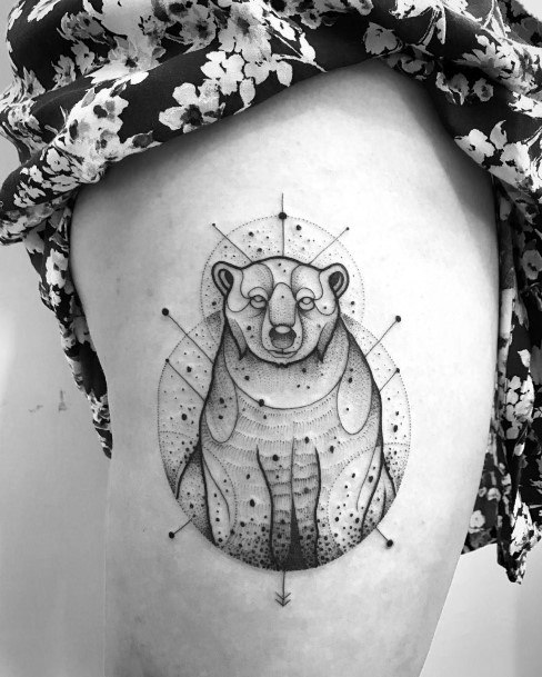 Womens Thighs Bear Tattoo