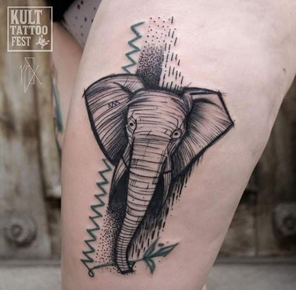 Womens Thighs Elephant Tattoo Unique