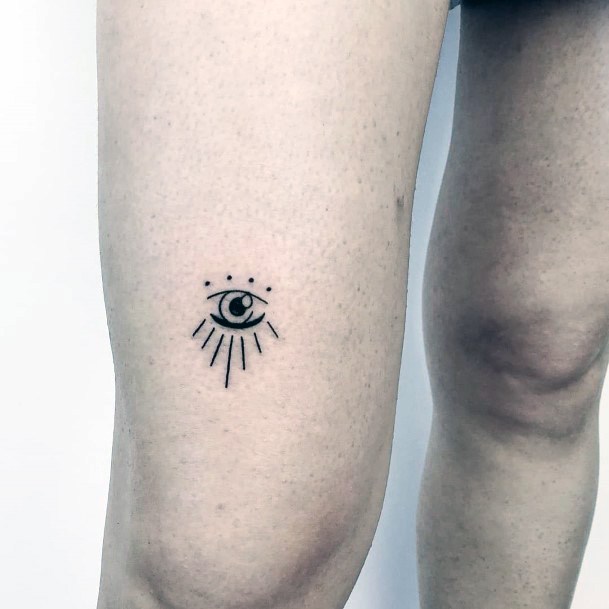 Womens Thighs Simple Eye Tattoo