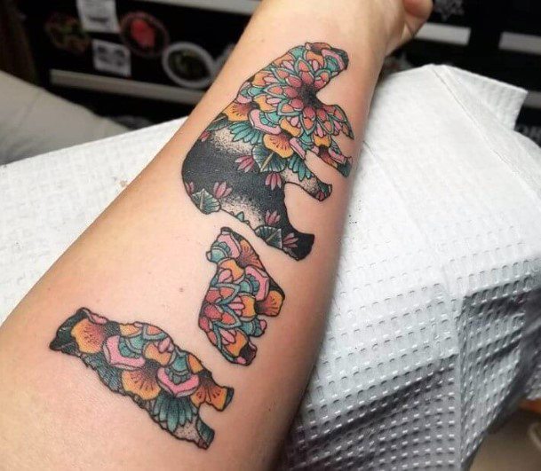 Womens Three Bears Tattoo Hands