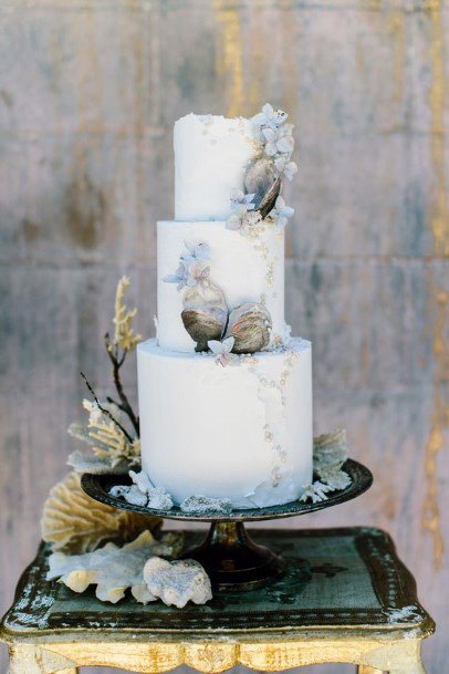 Womens Three Tiered Beach Wedding Cake