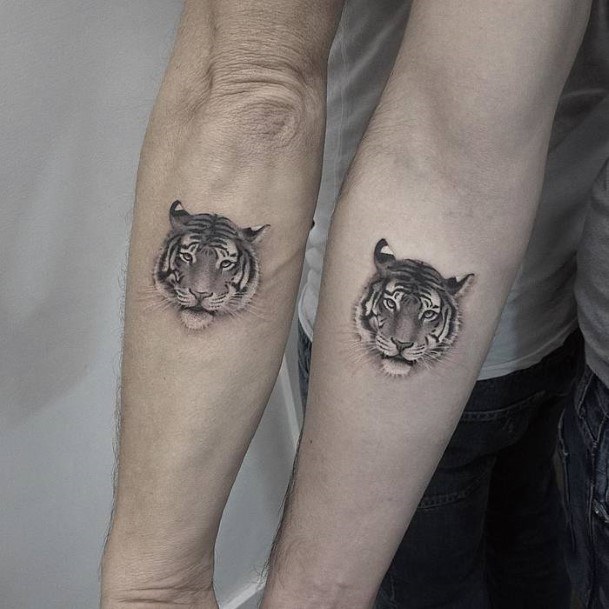 Womens Tiger Tattoo Matching Forearms