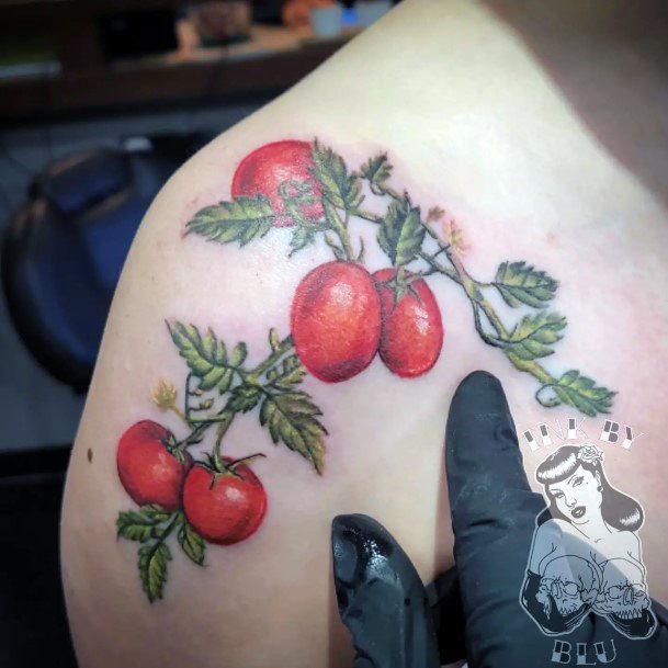 Womens Tomato Tattoo Design Ideas