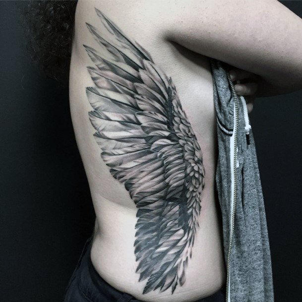 Womens Torso Angel Wings Tattoo