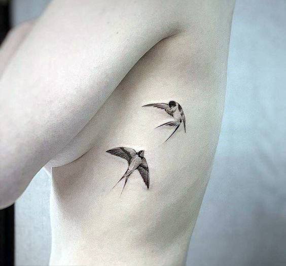 Womens Torso Birds Tattoo