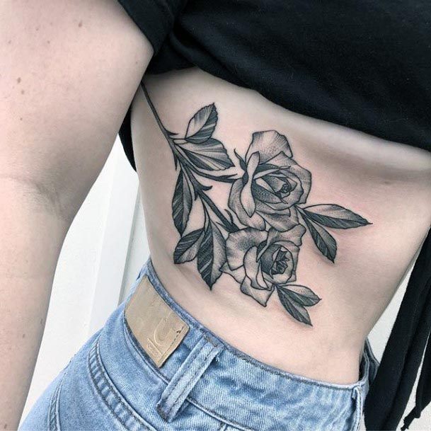 Womens Torso Black Rose Tattoo