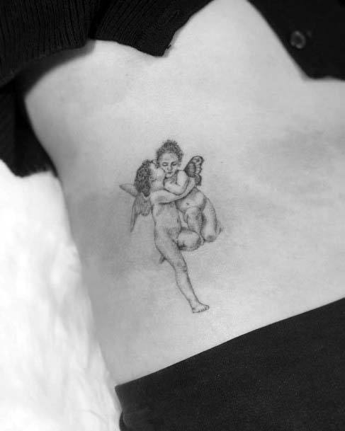 Womens Torso Cute Angel Hug Tattoo Art