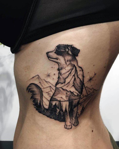 Womens Torso Dark Dog Tattoo