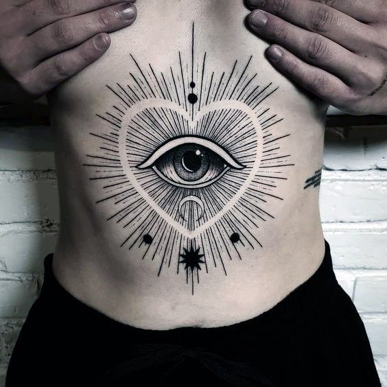 Womens Torso Eye In Heart Tattoo