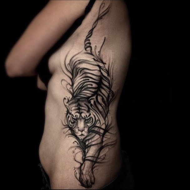 Womens Torso Ferocious Tiger Cool Tattoo