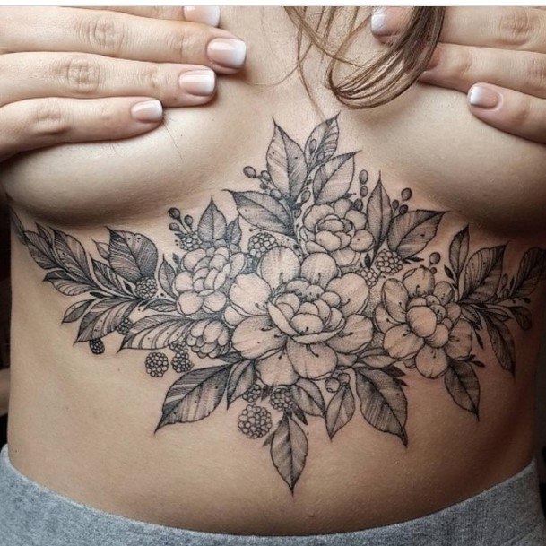 Womens Torso Flower Tattoo