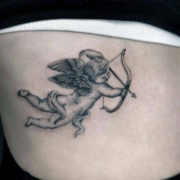 Womens Torso Flying Angel Tattoo