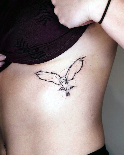 Womens Torso Flying Owl Tattoo