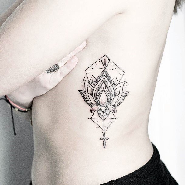 Womens Torso Geometric Art Tattoo