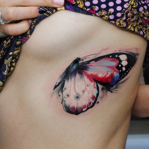 Womens Torso Graceful Butterfly Tattoo