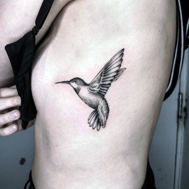 Womens Torso Grey Hummingbird Tattoo