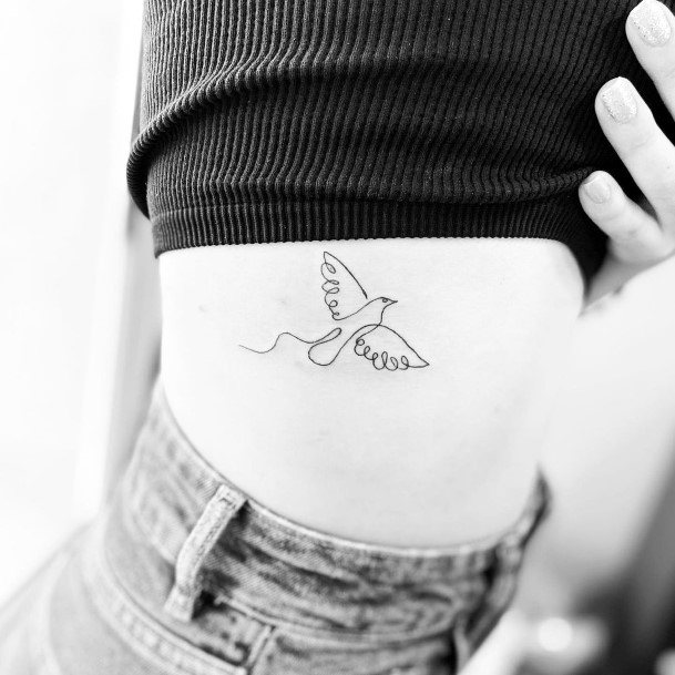 Womens Torso Joyful Dove Tattoo