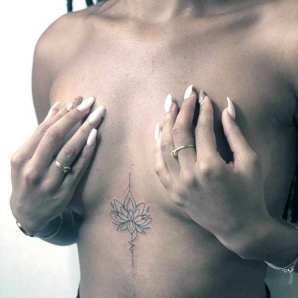 Womens Torso Little Lotus Flower Tattoo