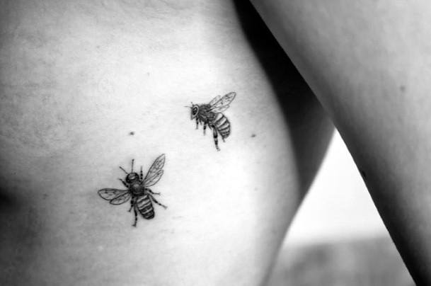 Womens Torso Pair Of Bees Tattoo