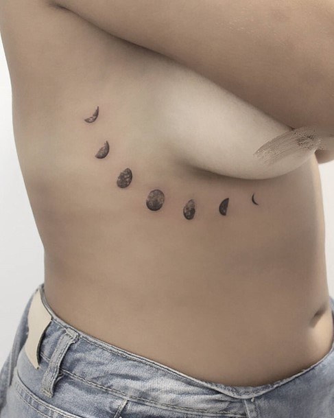 Womens Torso Phases Of The Moon Small Tattoo