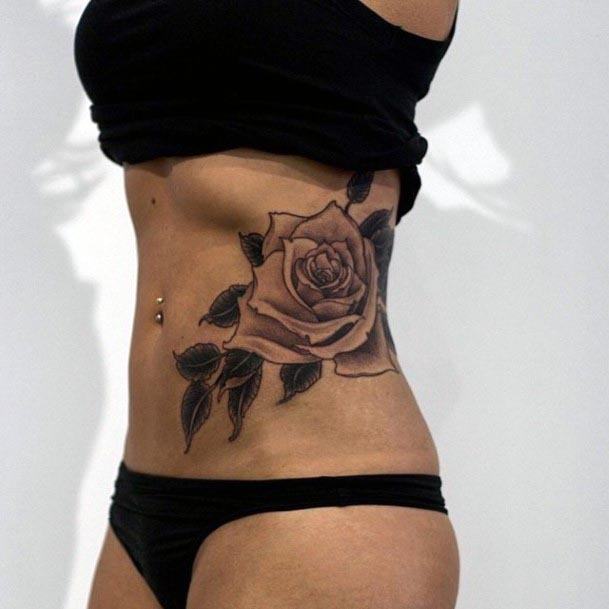 Womens Torso Rose Tattoo