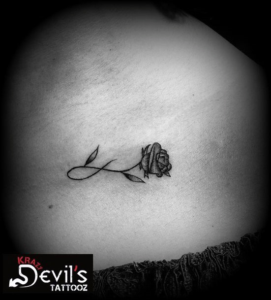 Womens Torso Rose With Buds Infinity Tattoo