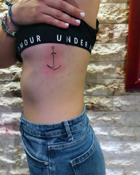 Womens Torso Simple Anchor Tattoo