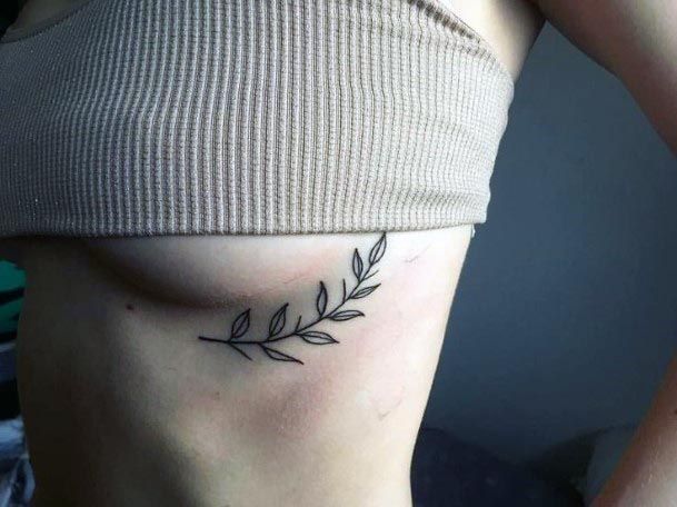 Womens Torso Simple Leaf Tattoo