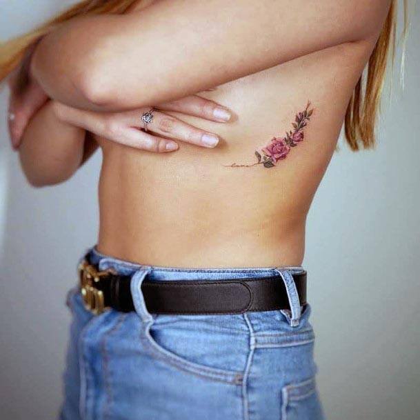 Womens Torso Simple Rose Flower Tattoo