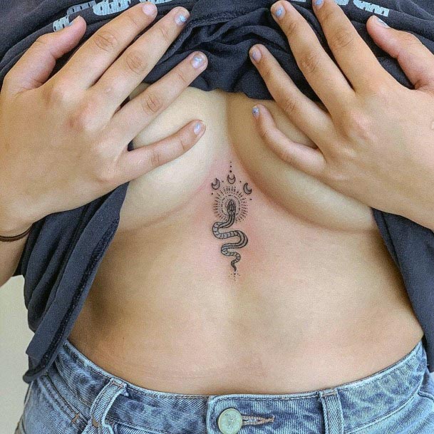 Womens Torso Simple Snake Tattoo