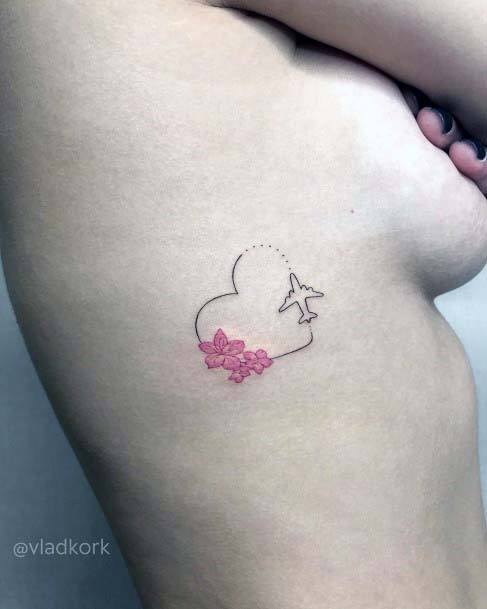 Womens Torso Small Cute Heart Long Distance Love Tattoo